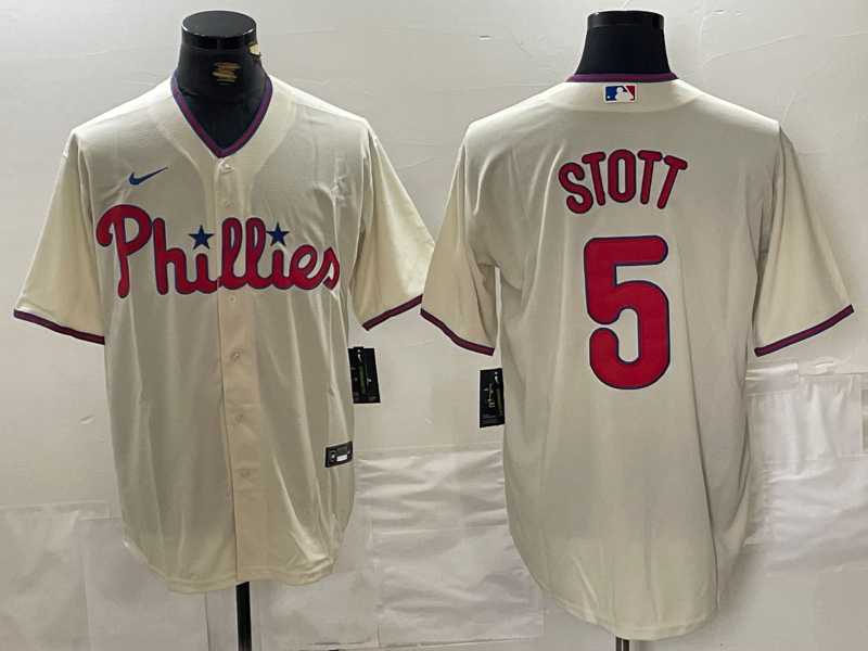 Men%27s Philadelphia Phillies #5 Bryson Stott Cream Cool Base Jersey